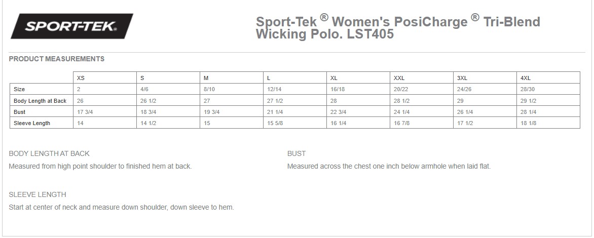 Tek Chart Sport-Tek Women's Posicharge Tri-Blend Wicking Polo